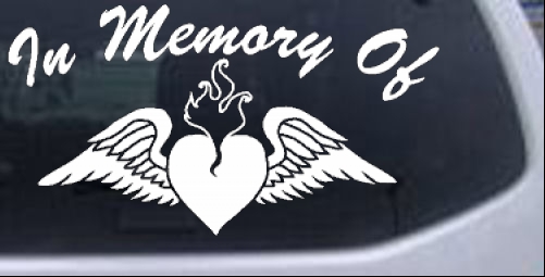 In Memory Of Heart With Wings Decal Christian car-window-decals-stickers