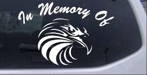 In Memory Of Eagle Head Decal Military car-window-decals-stickers