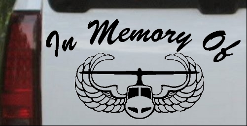 In Memory Of Helicopter with Wings Decal