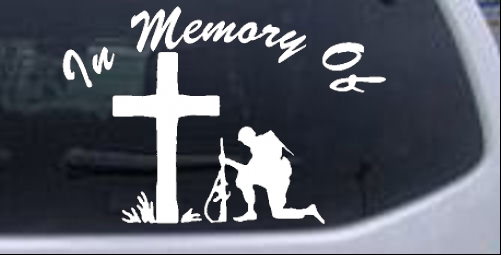 In Memory Of Troop at Cross Decal Military car-window-decals-stickers