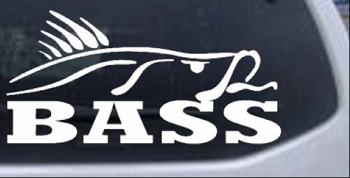 Laptop Sticker Bass w/ Worm Fishing Car Decal WHITE 5"