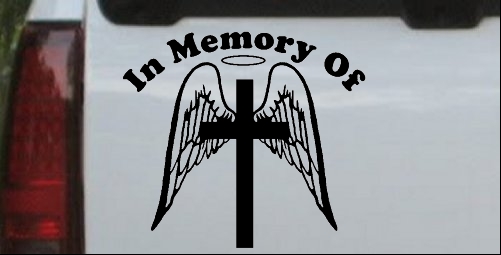 Angel Wings Cross Halo In Memory Decal