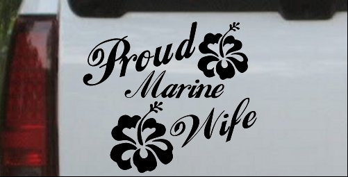 Proud Marine Wife Hibiscus Flowers Decal