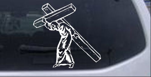 Jesus With The Cross Christian Decal Christian car-window-decals-stickers