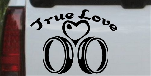 True Love Wedding Rings Heart Decal