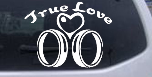 True Love Wedding Rings Heart Decal Girlie car-window-decals-stickers