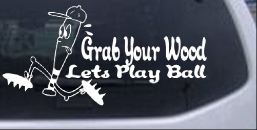 Funny Lets Play Ball Baseball Decal Sports car-window-decals-stickers
