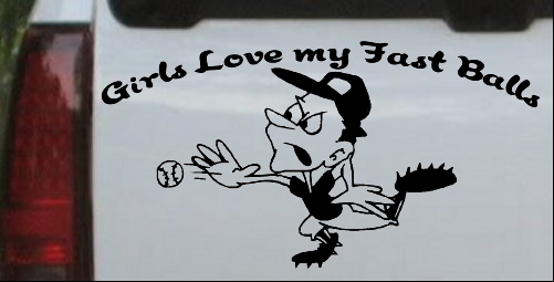 Funny Love Fast Ball Pitcher Decal