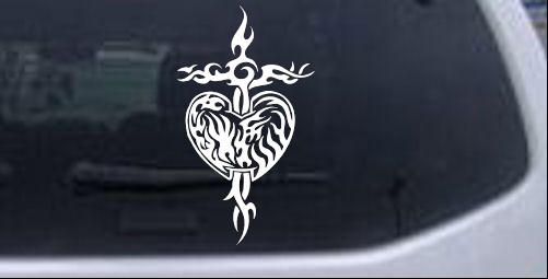 Tribal Heart and Cross Decal Tribal car-window-decals-stickers