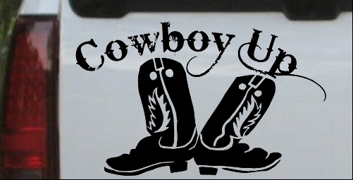 Cowboy Up With Boots Rodeo Decal