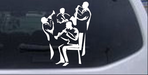 Band Playing Line Art Decal Music car-window-decals-stickers