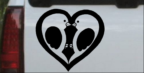 Lovebirds Kissing In Heart Decal