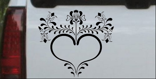 Heart with Flower Vines Decal
