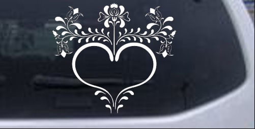 Heart with Flower Vines Decal Flowers And Vines car-window-decals-stickers