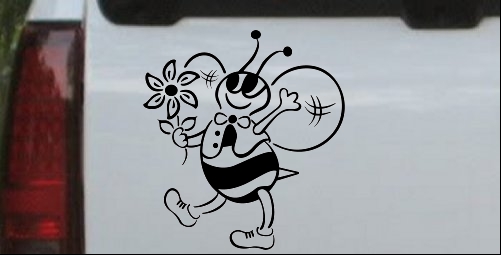 Cute Honey Bee with Flower Decal