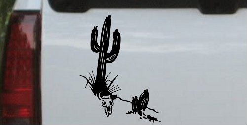 Cactus and Long Horn Skull Decal