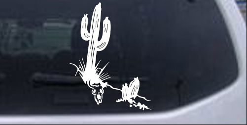 Cactus and Long Horn Skull Decal Western car-window-decals-stickers