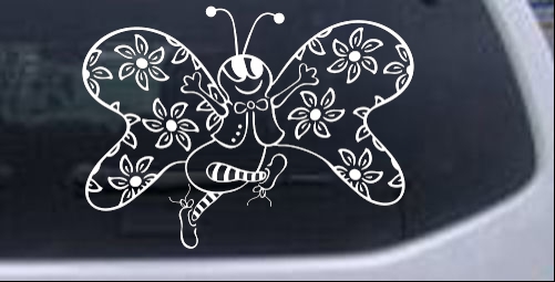Cute Butterfly with Flowers Decal  Butterflies car-window-decals-stickers