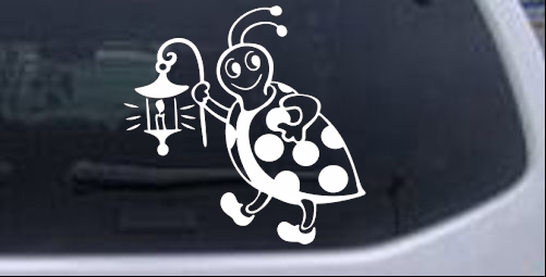 Cute Ladybug W Lantern Decal Animals car-window-decals-stickers