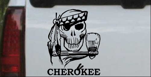 Cherokee Indian Skull Decal
