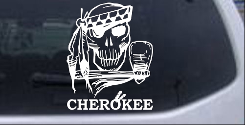 Cherokee Indian Skull Decal Skulls car-window-decals-stickers