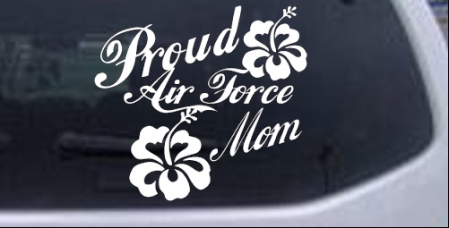 Proud Air Force Mom Hibiscus Flowers Military car-window-decals-stickers