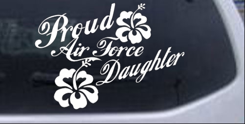 Proud Air Force Daughter Hibiscus Flowers Military car-window-decals-stickers