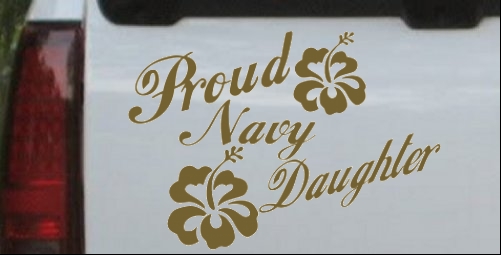 Proud Navy Daughter Hibiscus Flowers Military car-window-decals-stickers