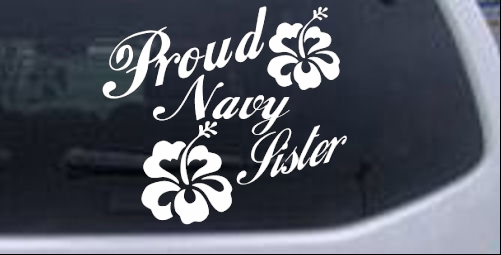 Proud Navy Sister Hibiscus Flowers Military car-window-decals-stickers