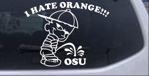 I Hate Orange Pee On OSU Pee Ons car-window-decals-stickers