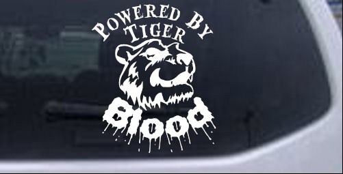 Powered By Tiger Blood Funny car-window-decals-stickers
