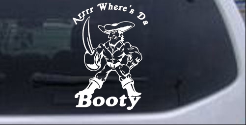 Pirate Wheres Da Booty Funny car-window-decals-stickers
