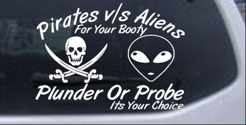 Pirates Verses Aliens Funny car-window-decals-stickers