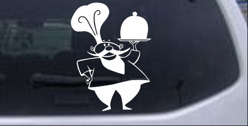 Italian Chef with Platter Business car-window-decals-stickers