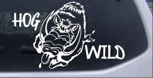 Hog Wild with Wild Hog Hunting And Fishing car-window-decals-stickers