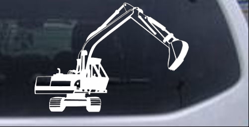 Track Hoe Excavator Construction Car Or Truck Window Laptop Decal