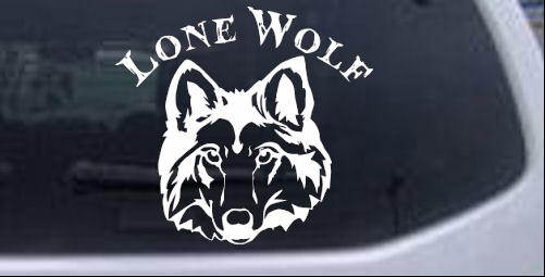 Lone Wolf Head Biker car-window-decals-stickers