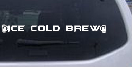 Ice Cold Brew With Beer Mugs Business car-window-decals-stickers