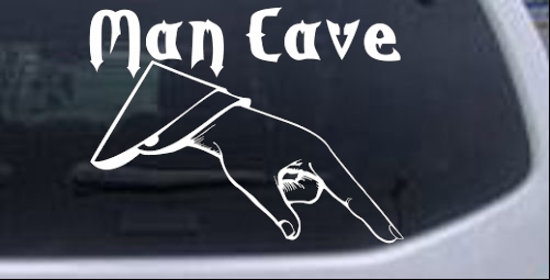 Man Cave Pointing Down Drinking - Party car-window-decals-stickers