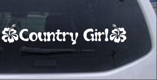 Country Girl With Hibiscus Flowers Country car-window-decals-stickers