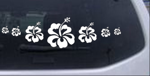 Hibiscus Flowers Row Flowers And Vines car-window-decals-stickers