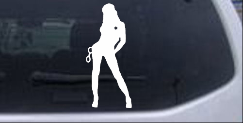 Sexy Police Woman Silhouettes car-window-decals-stickers