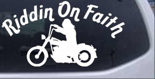 Riddin on Faith Motorcycle Christian car-window-decals-stickers