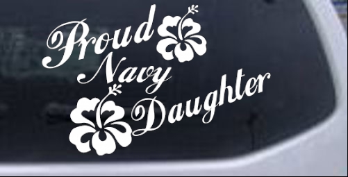 Proud Navy Daughter Hibiscus Flowers Military car-window-decals-stickers