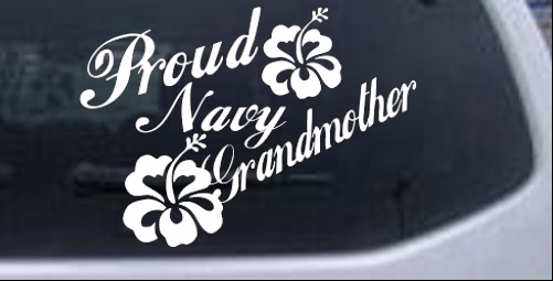 Proud Navy Grandmother Hibiscus Flowers Military car-window-decals-stickers