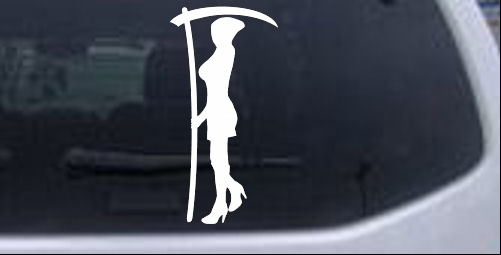 Woman Girl Grim Reaper Girlie car-window-decals-stickers