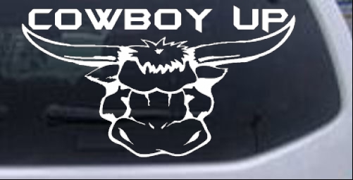 Cowboy Up Bull Head Western car-window-decals-stickers