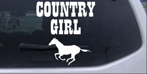 Country Girl With Running Horse Country car-window-decals-stickers