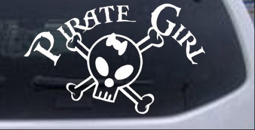 Pirate Girl Cute Skull Girlie car-window-decals-stickers