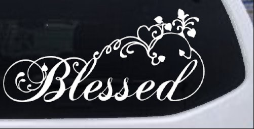 Blessed With Swirls Hearts Christian car-window-decals-stickers